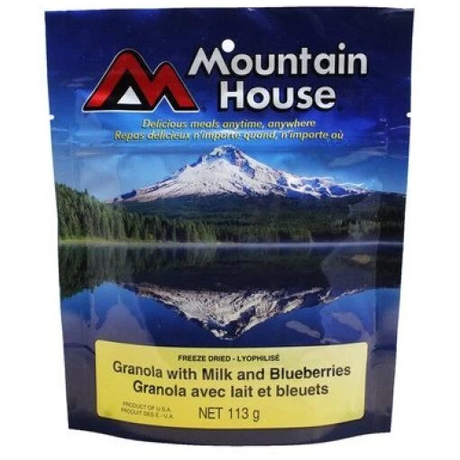 Granola With Milk and Blueberries - One Serving Entree