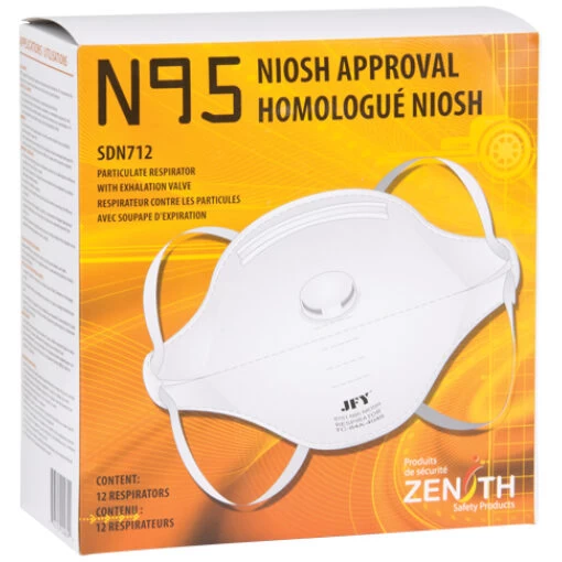 N95 Mask Particulate Flat Fold Respirator With Valve Box of 12 - Image 2